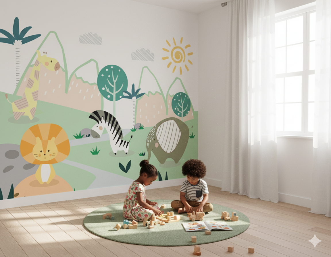 Papel de Parede Safari Cute Baby Montanhas gb204 m²