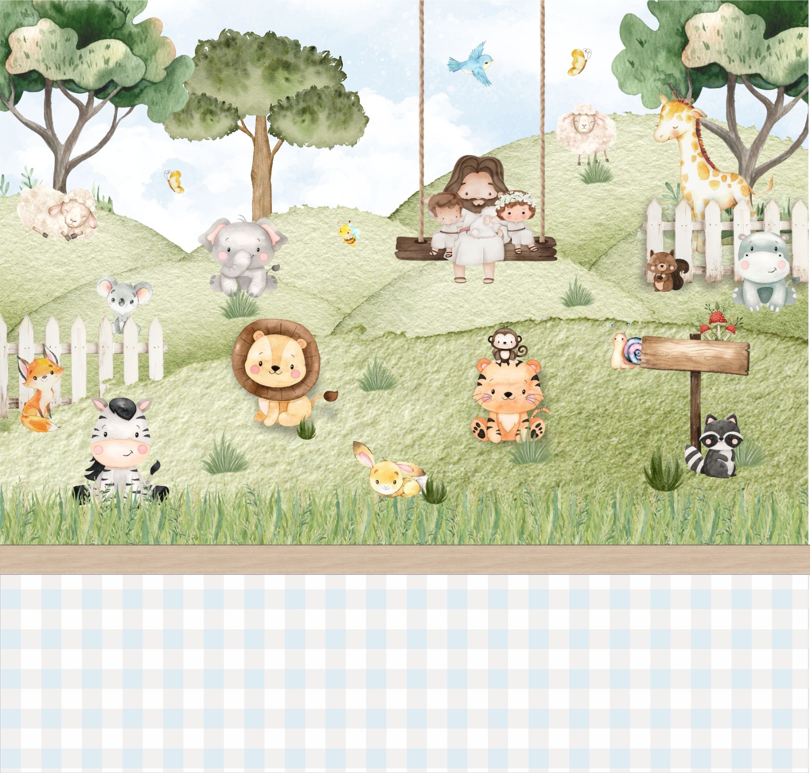 Papel de Parede SAFARI COM JESUS ZOO ANIMAIS GB237 m² (cópia) - Imagem 4
