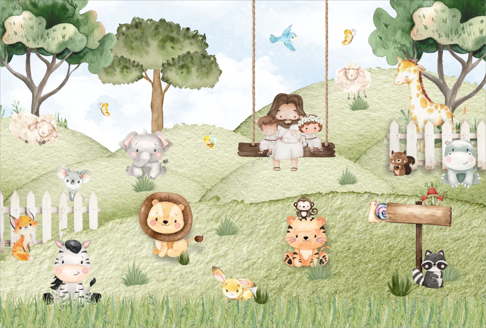 Papel de Parede SAFARI COM JESUS ZOO ANIMAIS GB237 m² (cópia) - Imagem 5