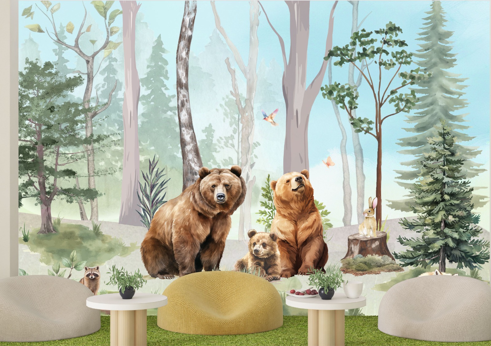 Papel de Parede FAMILIA URSO BOSQUE FLORESTA GB238 m² - Imagem 3
