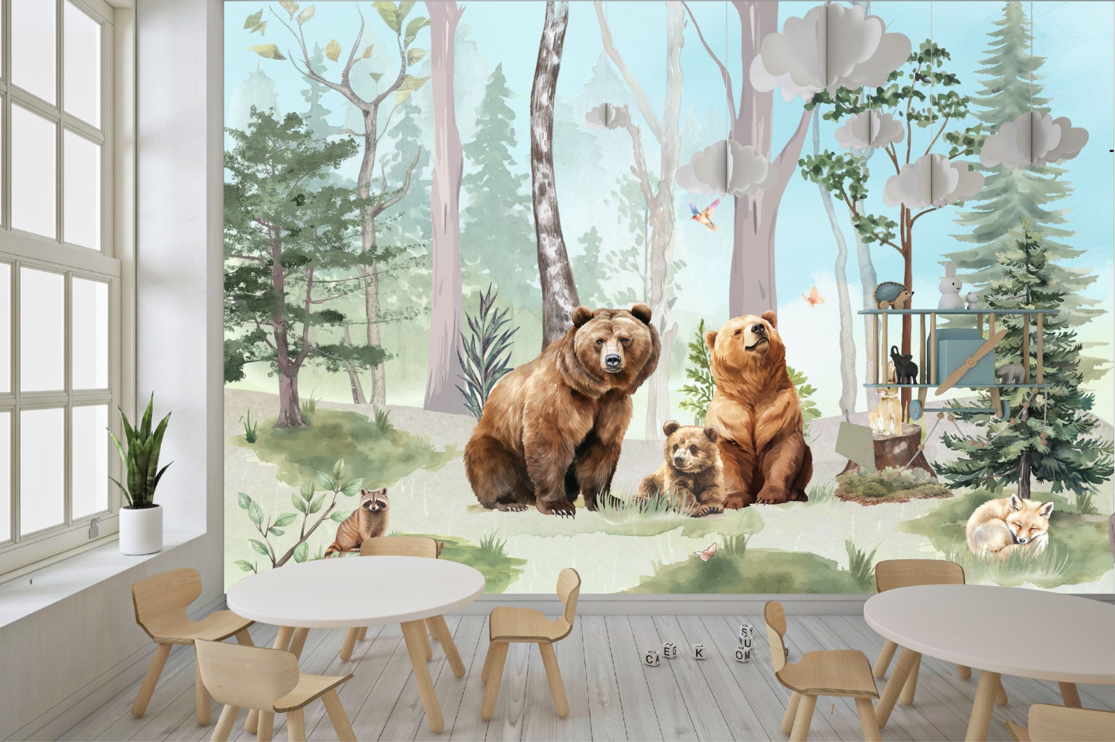 Papel de Parede FAMILIA URSO BOSQUE FLORESTA GB238 m² - Imagem 2